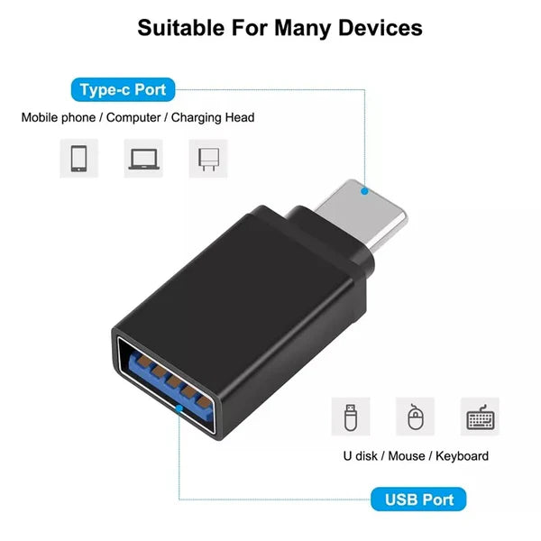 Type-C OTG Adapter – Fast Charging & Data Transfer (USB-C to USB Converter)