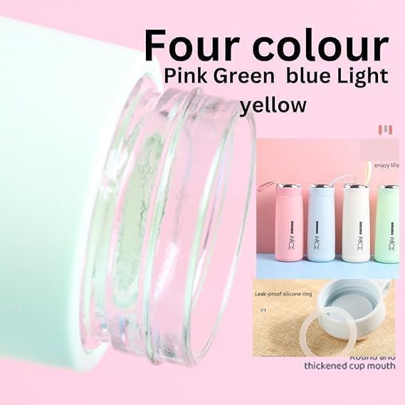 Nice Premium Glass - 400ml Leak Proof Glass Water Bottle β Daily Water Intake for Gym, Travel & Kids (Mix Color)