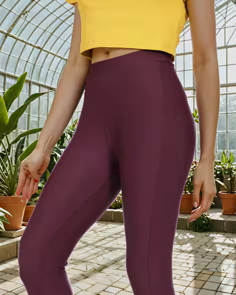 Ankle Length Sports Leggings with Button Detail