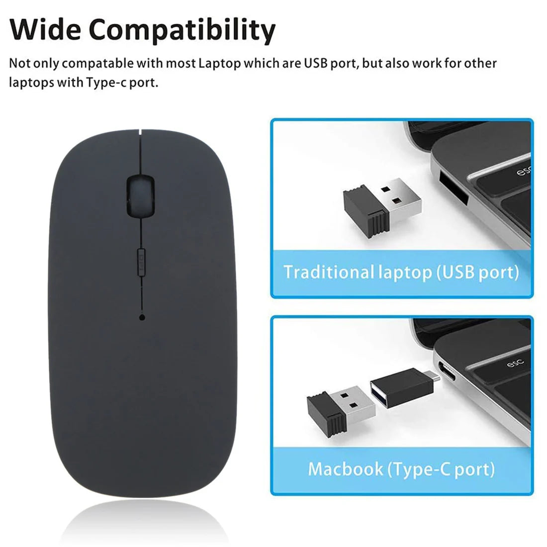 Wireless Mouse for Laptop / PC / Mac / Computer – Slim & Portable 2.4GHz with USB Nano Receiver