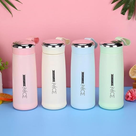 Nice Premium Glass - 400ml Leak Proof Glass Water Bottle β Daily Water Intake for Gym, Travel & Kids (Mix Color)
