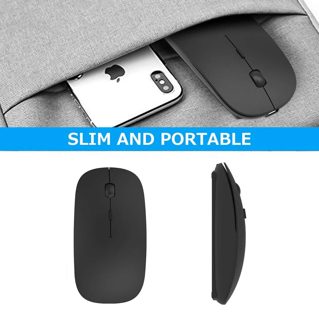 Wireless Mouse for Laptop / PC / Mac / Computer – Slim & Portable 2.4GHz with USB Nano Receiver