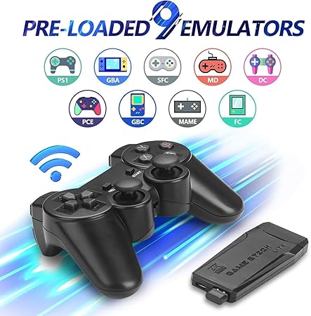 Wireless Controller Gamepad with 15,000+ Games, 4K Ultra HD TV Output & 64GB Memory – Dual Player Gaming Console Set