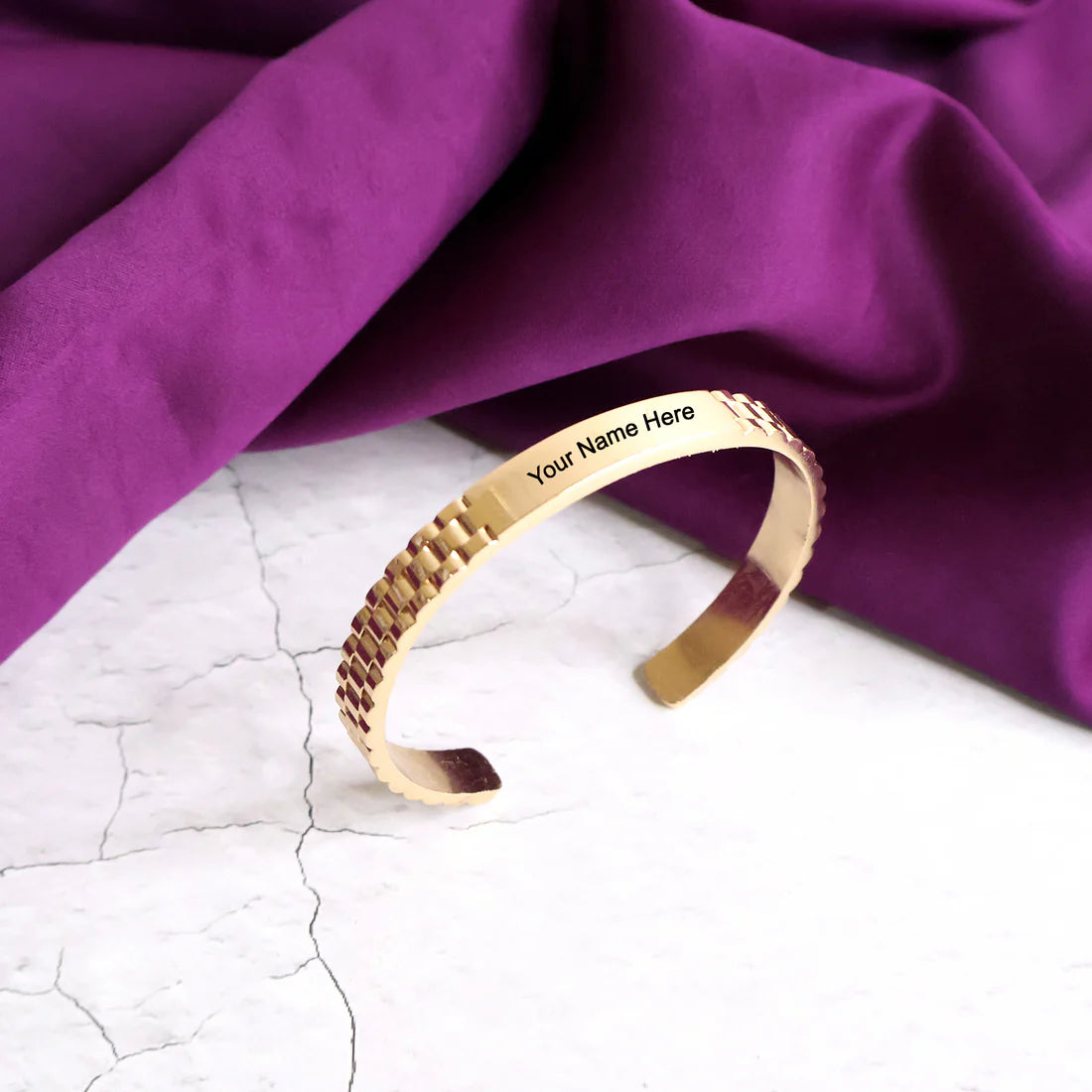 Custom Rose Gold-Plated Bracelet | Personalized Name Engraved Cuff Jewelry for Men & Women – Stylish Gift