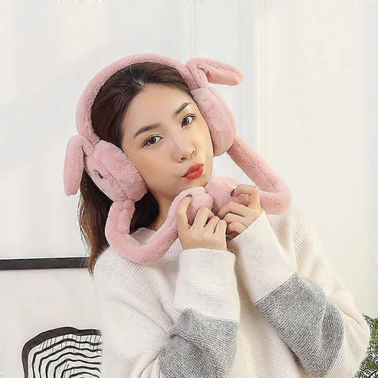 Cute Jumping Rabbit Ear Plush Winter Earmuffs – Soft, Warm & Fun!