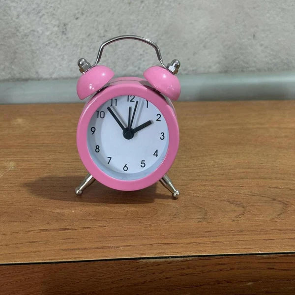 ⏰ Mini Twin Bell Alarm Clock – Compact Retro Purple Metal Table Clock