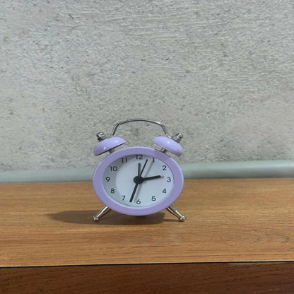 ⏰ Mini Twin Bell Alarm Clock – Compact Retro Purple Metal Table Clock