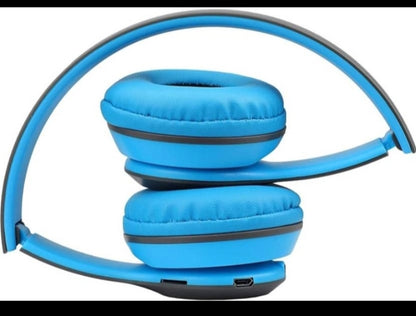 P47 Wireless Bluetooth Headphone, Blue with Mic & FM+SD Card Support with 6 Hour Battery Backup