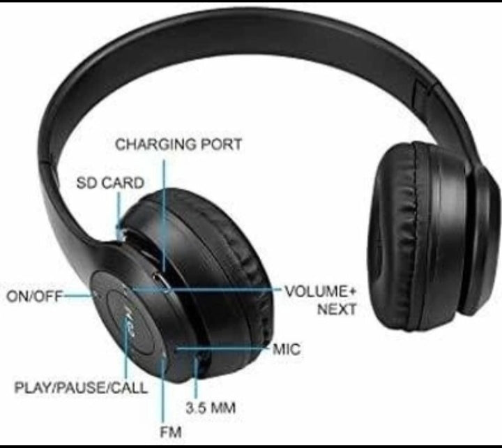 P47 wireless headphone with mic FM/SD