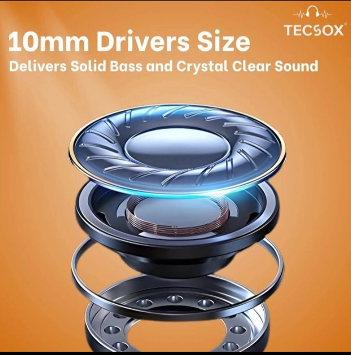 Tecsox Neo 411 earbuds with 10mm deep bass driver and comfortable fit