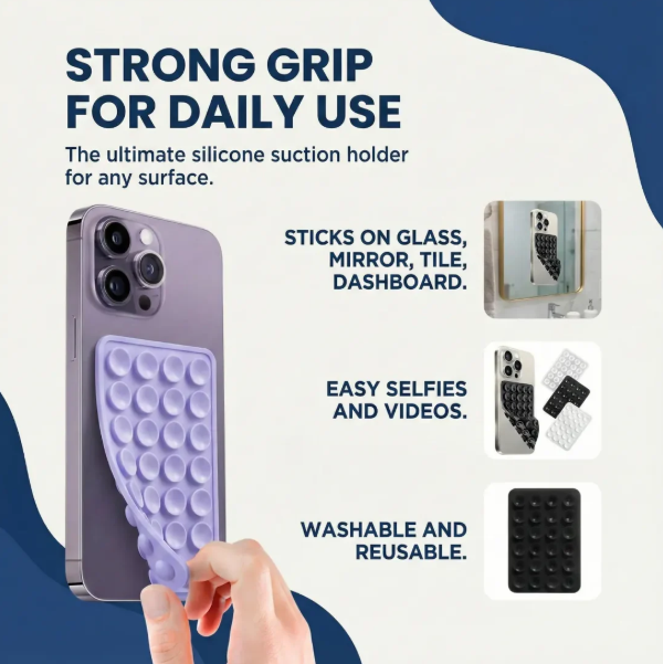 Hands-Free Silicone Suction Phone Mount for Selfies (Mixed Colors)