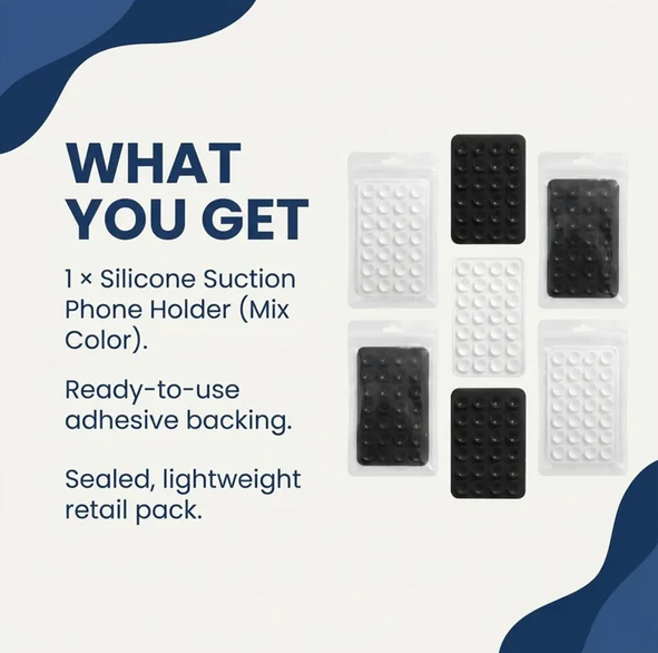 Hands-Free Silicone Suction Phone Mount for Selfies (Mixed Colors)