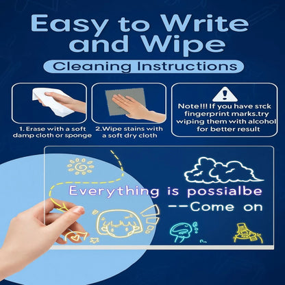 LED Message Writing Board 6x6 Inch with 7-Color Neon Markers