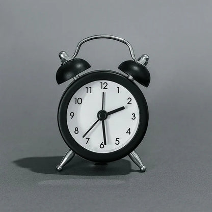 ⏰ Mini Twin Bell Alarm Clock – Compact Retro Purple Metal Table Clock